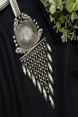 Oxidized silver chabi challa waist keychain, indian statement kamar satka boho mandala hip ornament 2