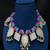 Tribal silver statement necklace, boho ethnic choker with blue pink thread beads