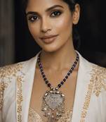 Vintage afghani kuchi necklace with lapis lazuli beads|tribal boho statement necklace