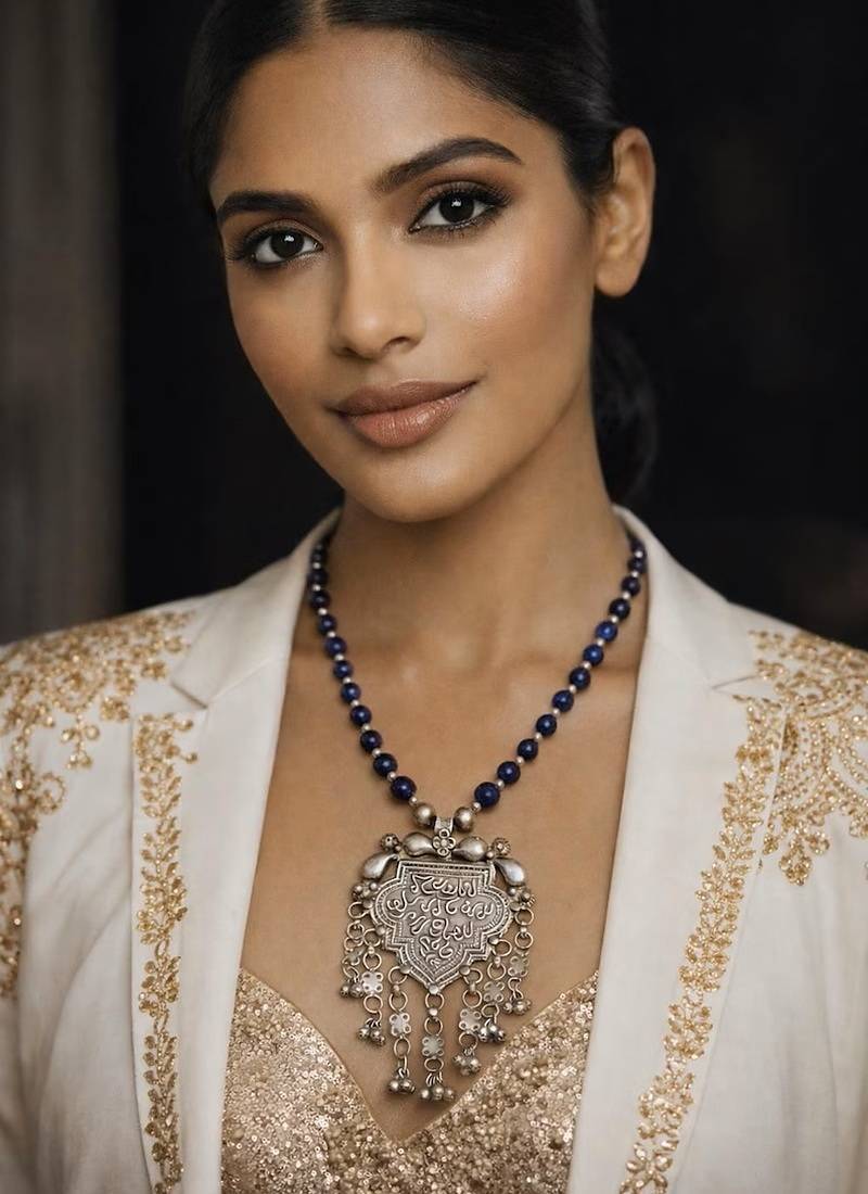 Vintage afghani kuchi necklace with lapis lazuli beads|tribal boho statement necklace