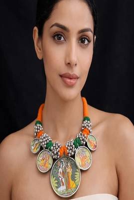 Radha krishna statement jewelry indian ethnic silk thread choker 1