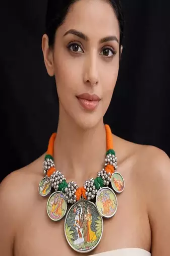 Radha krishna statement jewelry indian ethnic silk thread choker