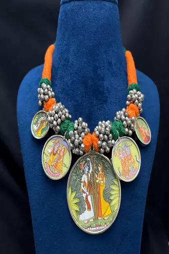 Radha krishna statement jewelry indian ethnic silk thread choker