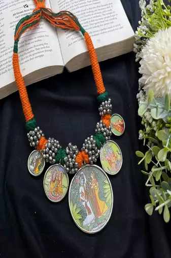Radha krishna statement jewelry indian ethnic silk thread choker