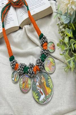 Radha krishna statement jewelry indian ethnic silk thread choker 4