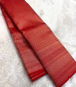 Banarasi Soft Silk Red Color Woven Women's Saree With Blouse Set