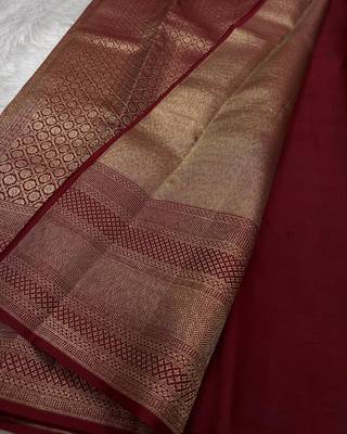 Banarasi Soft Silk Woven Brown Color Women's Saree With Blouse Set 2