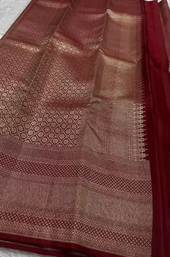 Banarasi Soft Silk Woven Brown Color Women's Saree With Blouse Set