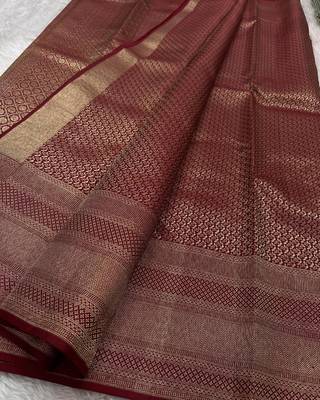 Banarasi Soft Silk Woven Brown Color Women's Saree With Blouse Set 4
