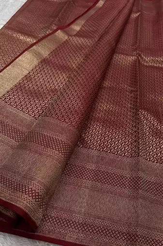 Banarasi Soft Silk Woven Brown Color Women's Saree With Blouse Set