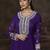 Purple embroidered georgette semi-sttich wedding wear gown style with dupatta