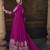 Magenta embroidered georgette semi-sttich wedding wear gown style with dupatta