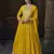 Yellow embroidered georgette semi-sttich wedding wear gown style with dupatta
