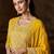 Yellow embroidered georgette semi-sttich wedding wear gown style with dupatta