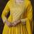 Yellow embroidered georgette semi-sttich wedding wear gown style with dupatta