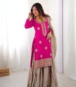 pink & beige designer sharara suit