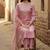 Label divine attire women pink cotton silk embroidered kurta pant set with net dupatta