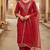 Label divine attire women red cotton silk embroidered kurta pant set with net dupatta