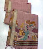 Light Pink Color Weaving design Munga cotton saree 