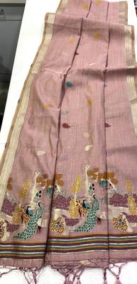 Light Pink Color Weaving design Munga cotton saree  2
