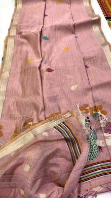 Light Pink Color Weaving design Munga cotton saree  3