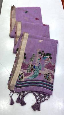 Light Purple  Color Weaving design Munga cotton saree  1