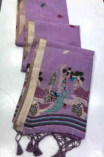 Light Purple  Color Weaving design Munga cotton saree 