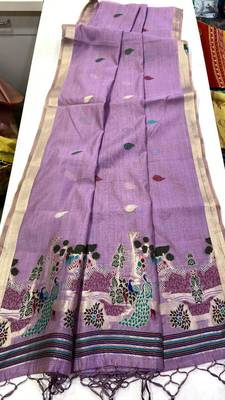 Light Purple  Color Weaving design Munga cotton saree  2