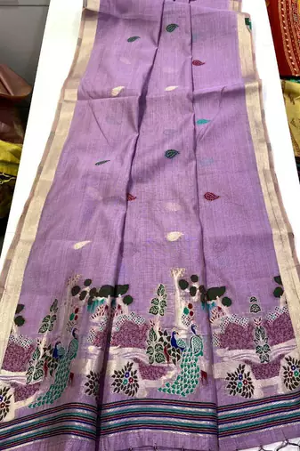 Light Purple  Color Weaving design Munga cotton saree 