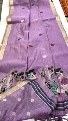 Light Purple  Color Weaving design Munga cotton saree  3