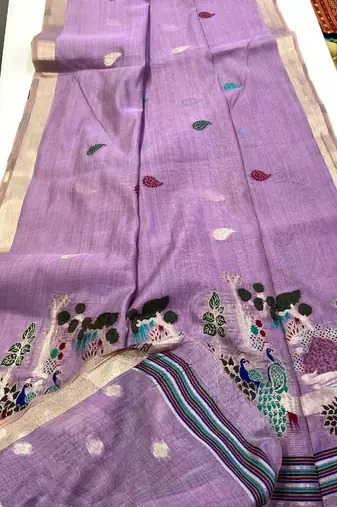 Light Purple  Color Weaving design Munga cotton saree 