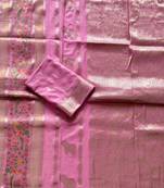Pink Color Jari Jaqurad Weaving With Minakari Jaal Work Georgette Saree