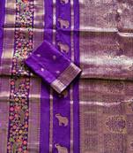 Purple Color Jari Jaqurad Weaving With Minakari Jaal work Georgette Saree