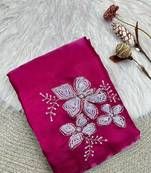 Rani Pink Color embroidery sequence work Organza Saree