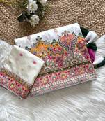 White Color Kashmiri Thread Zari Woven Work Pashmina Dola Silk Saree