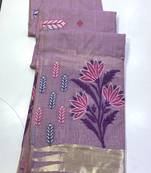 Purple Woven Floral Motifs Art Silk Saree