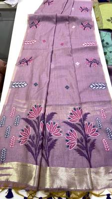 Purple Color woven floral motifs art silk saree 2
