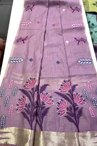 Purple Color woven floral motifs art silk saree
