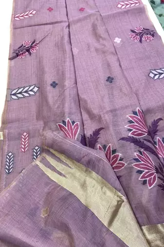 Purple Color woven floral motifs art silk saree