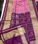 Pink Color Unique Chex and Patola combination  Pure silk Saree