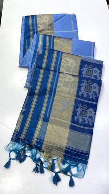 Blue Color Unique Chex and Patola combination  Pure art silk saree 1