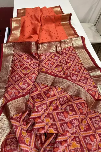 Orange Color bandhani and Patola  silk  Saree
