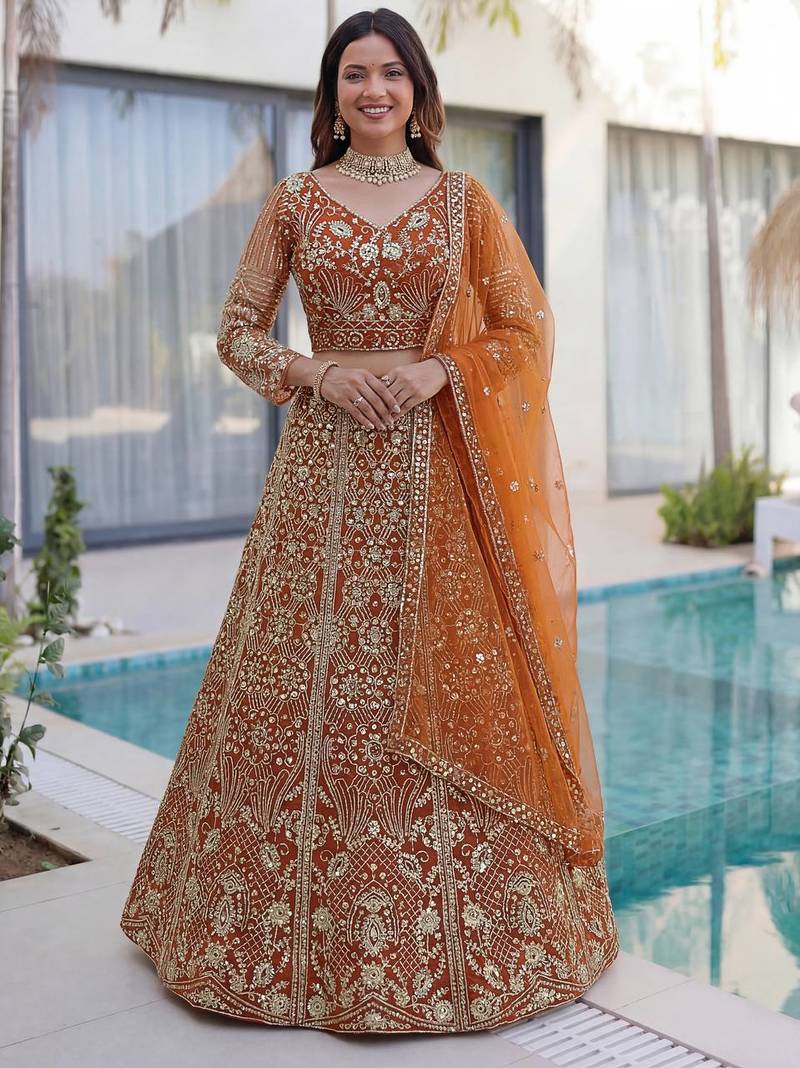 Designer wedding Net lehenga choli