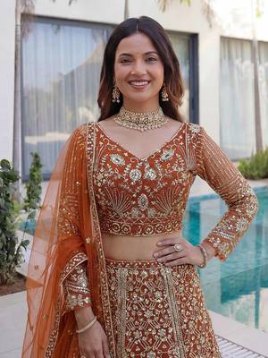 Designer wedding Net lehenga choli 2