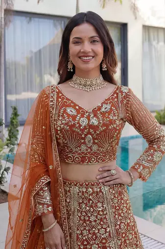 Designer wedding Net lehenga choli