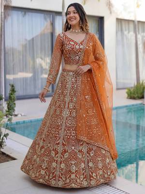 Designer wedding Net lehenga choli 3
