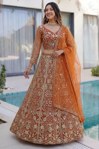 Designer wedding Net lehenga choli
