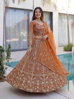 Designer wedding Net lehenga choli 5