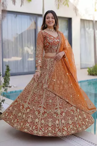 Designer wedding Net lehenga choli