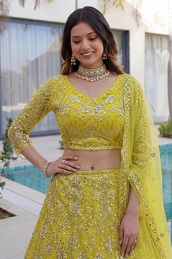 Designer wedding net lehenga choli